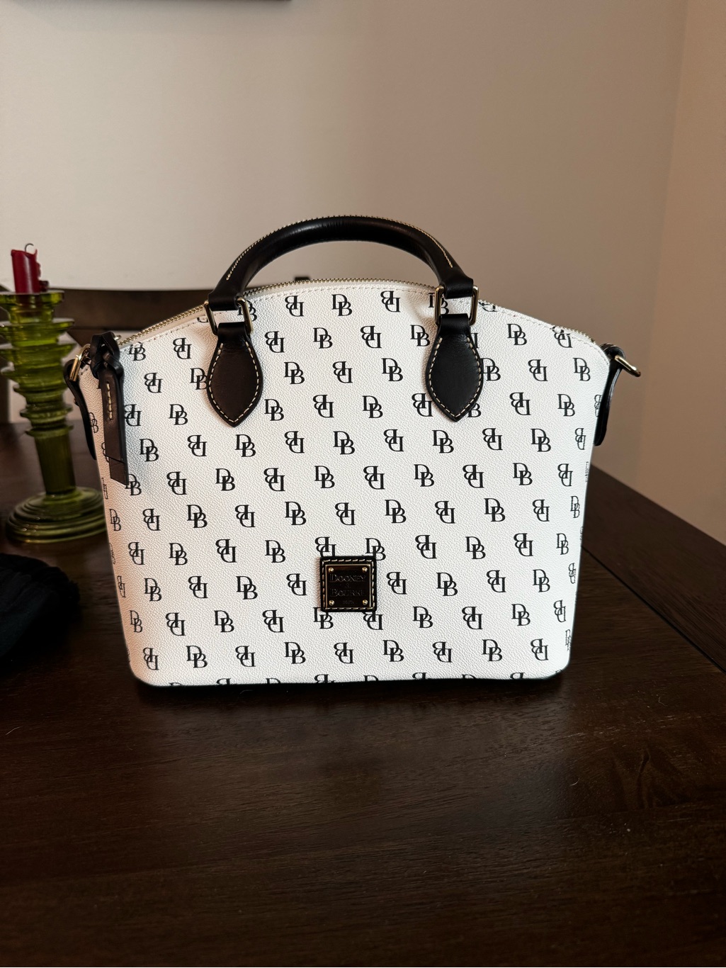 Dooney & Bourke Gretta Geena Satchel In White/Black.